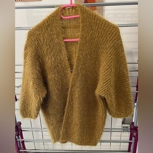 Cozy Mustard Open-Front Sweater
